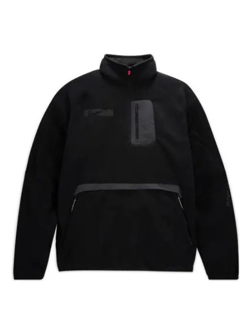 Толстовка x travis scott solid color half zipper pocket stand collar casual jacket 'black' Nike — изображение 1 из 4, черный