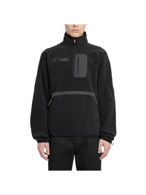 Толстовка x travis scott solid color half zipper pocket stand collar casual jacket 'black' Nike — изображение 3 из 4, черный