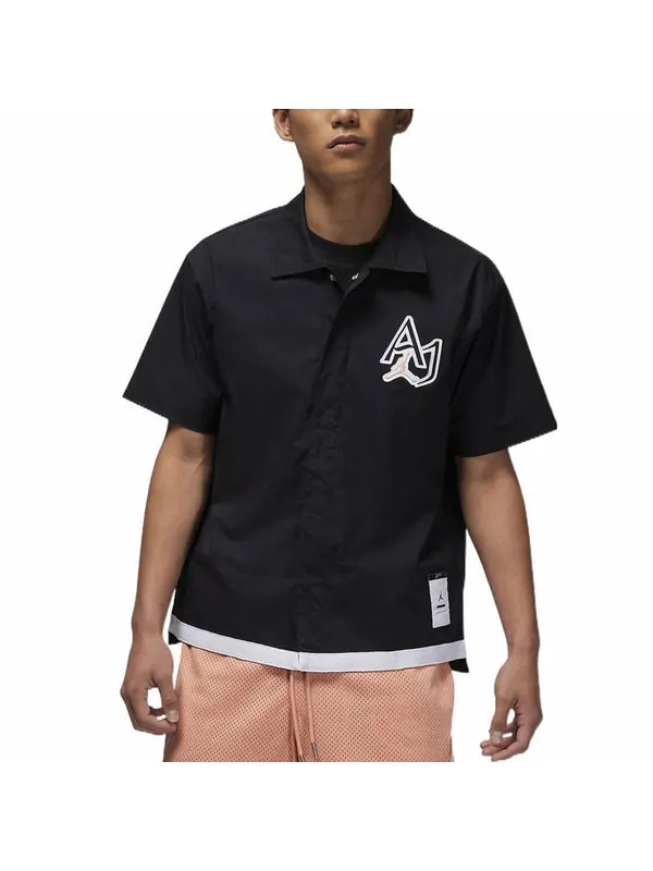 Рубашка men's logo embroidered casual short sleeve shirt black Air Jordan — изображение 4 из 4, мульти