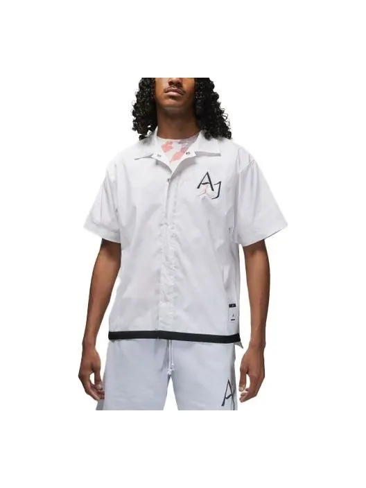 Рубашка Air Jordan Solid Color Embroidered Alphabet Short Sleeve Shirt Men's White Gift for Him — изображение 1 из 3, белый