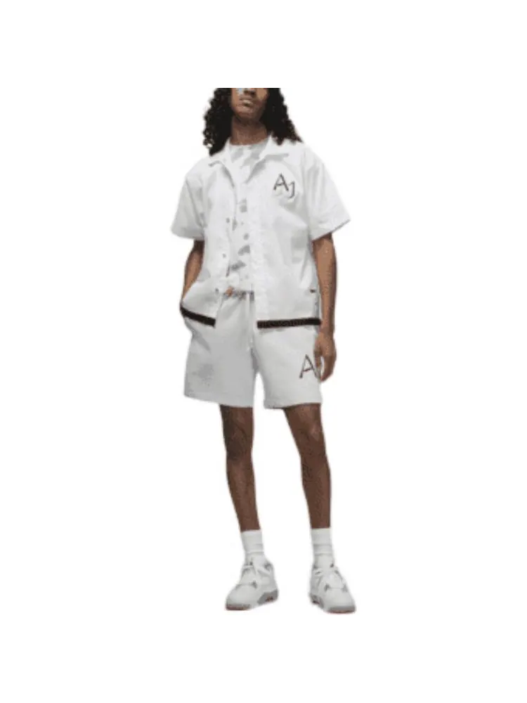 Рубашка Air Jordan Solid Color Embroidered Alphabet Short Sleeve Shirt Men's White Gift for Him — изображение 3 из 3, белый