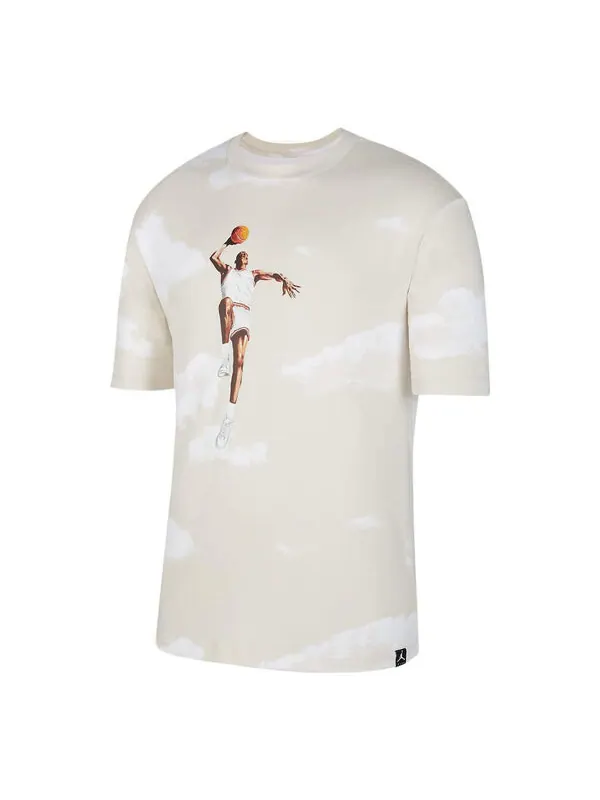 Футболка Men's Air Jordan Casual Printing Round Neck Pullover Short Sleeve Sail White T-Shirt — изображение 1 из 4, мульти