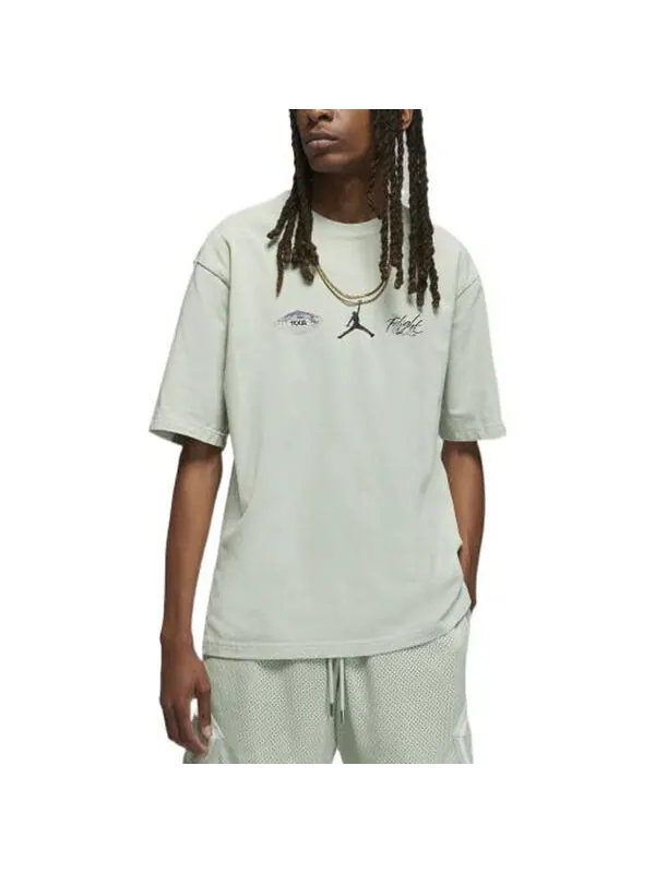 Футболка Men's Air Jordan Back Character Alphabet Printing Casual Round Neck Short Sleeve Water — изображение 4 из 4, мульти