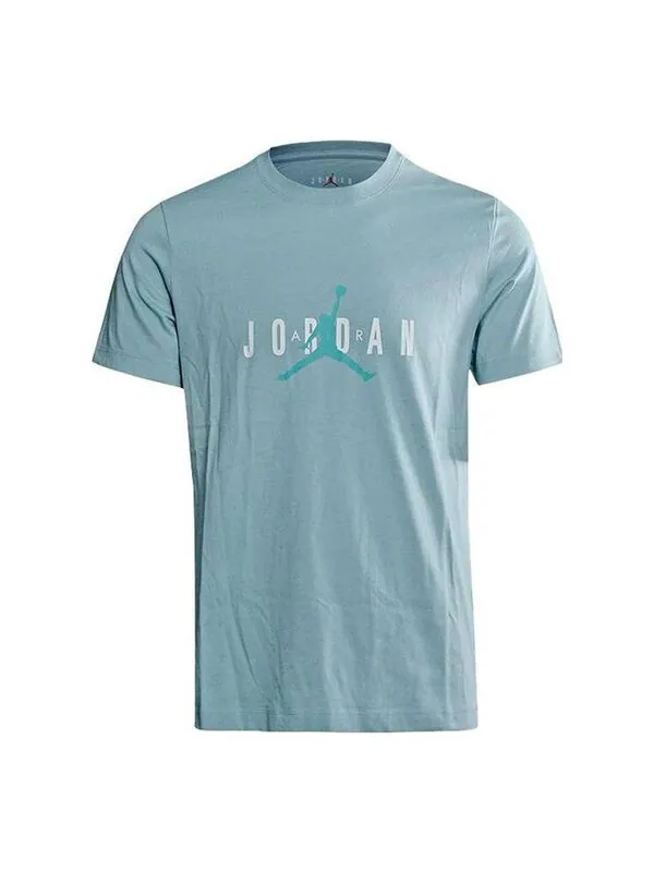Футболка Men's Air Jordan Alphabet Flying Man Logo Printing Round Neck Casual Short Sleeve Blue — изображение 1 из 4, мульти