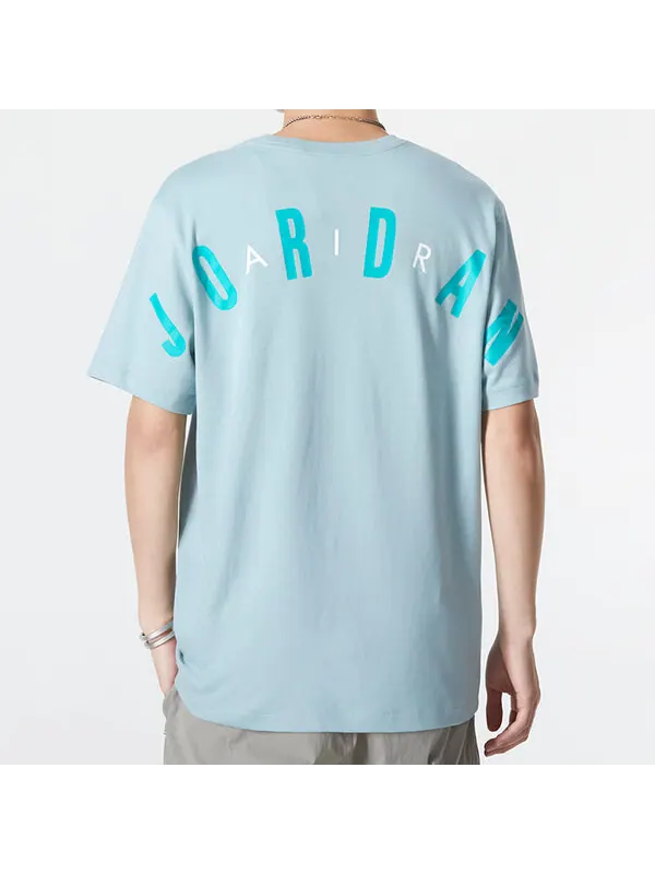 Футболка Men's Air Jordan Alphabet Flying Man Logo Printing Round Neck Casual Short Sleeve Blue — изображение 4 из 4, мульти