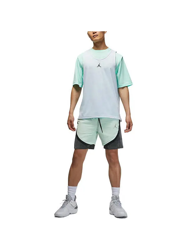 Шорты men's logo micro mark lacing colorblock casual shorts mint green Air Jordan — изображение 4 из 4, мульти