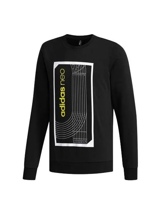 Толстовка adidas neo M Fav Swt 1 Sports Running Printing Stripe Round Neck Pullover Black — изображение 1 из 4, черный