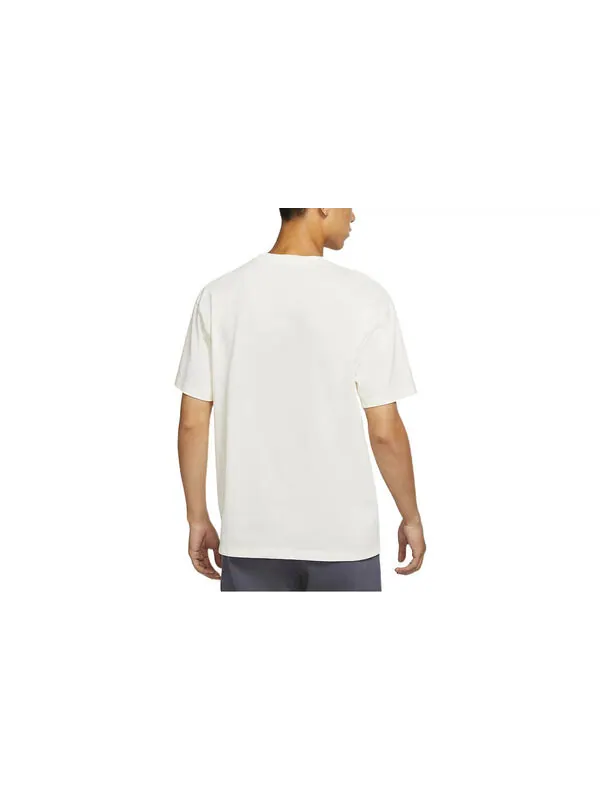 Футболка Nike Sportswear Solid Color Flowers Logo Printing Knit Casual Round Neck Short Sleeve White — изображение 2 из 3
