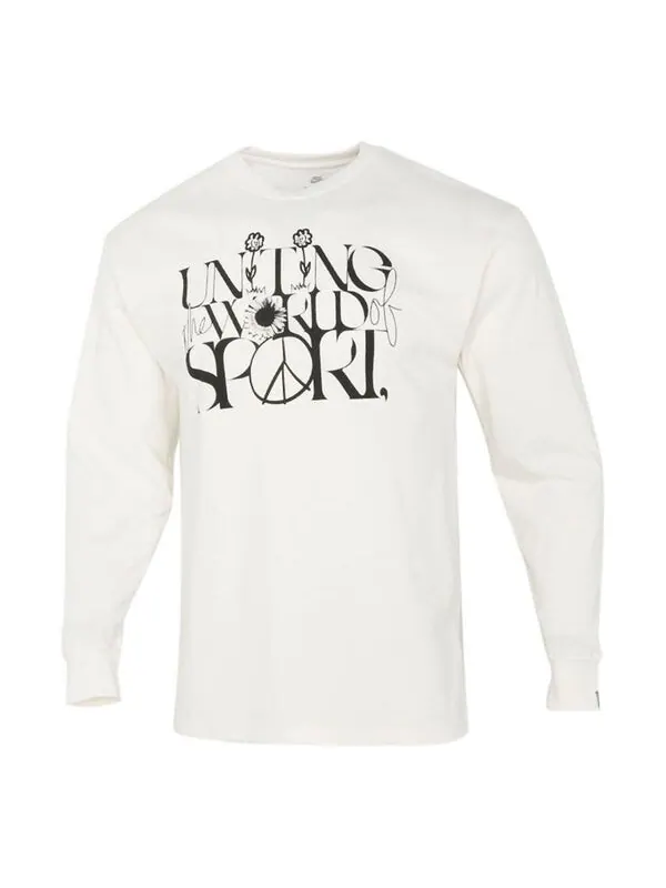 Футболка Nike Sportswear Casual Sports Round Neck Pullover Long Sleeves Creamy White — изображение 1 из 3, мульти