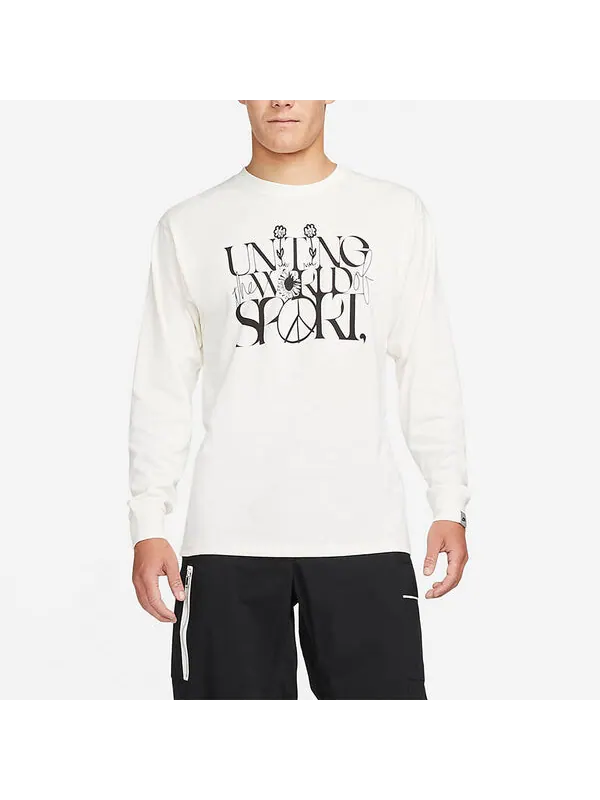Футболка Nike Sportswear Casual Sports Round Neck Pullover Long Sleeves Creamy White — изображение 2 из 3, мульти