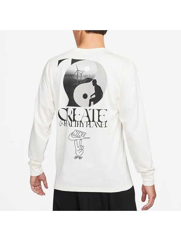 Футболка Nike Sportswear Casual Sports Round Neck Pullover Long Sleeves Creamy White — изображение 3 из 3, мульти