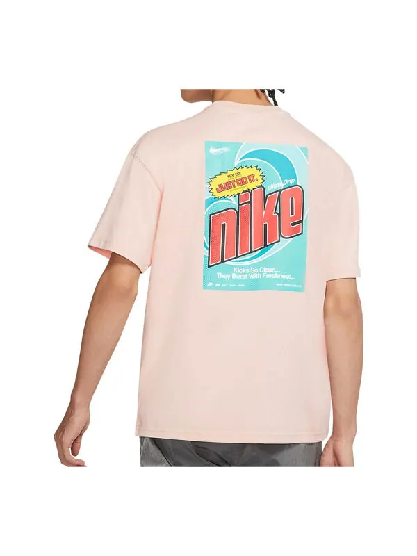 Футболка Men's Nike Back Large Logo Pattern Printing Round Neck Casual Short Sleeve Pink T-Shirt — изображение 1 из 2, мульти