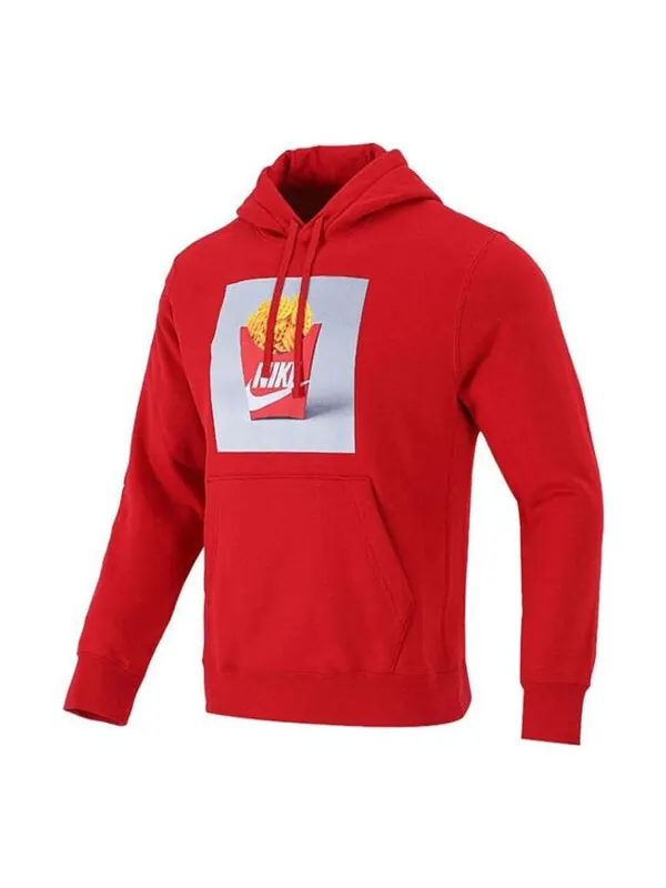 Толстовка Men's Nike Sportswear Shoes Box Fries Printing Fleece Stay Warm Sports Red — изображение 1 из 4, красный