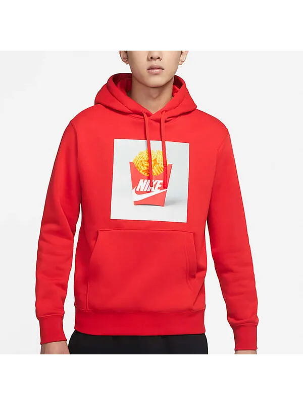 Толстовка Men's Nike Sportswear Shoes Box Fries Printing Fleece Stay Warm Sports Red — изображение 3 из 4, красный