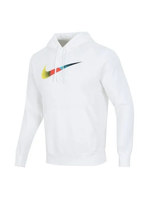 Толстовка Men's Nike Nsw Bb Po Hdy Swsh Brnd Riff Contrasting Colors Logo Sports Pullover White — изображение 1 из 4, белый