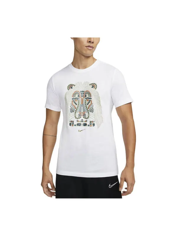 Футболка Men's Nike Lebron James Lion Pattern Round Neck Pullover Short Sleeve White T-Shirt — изображение 1 из 4, мульти