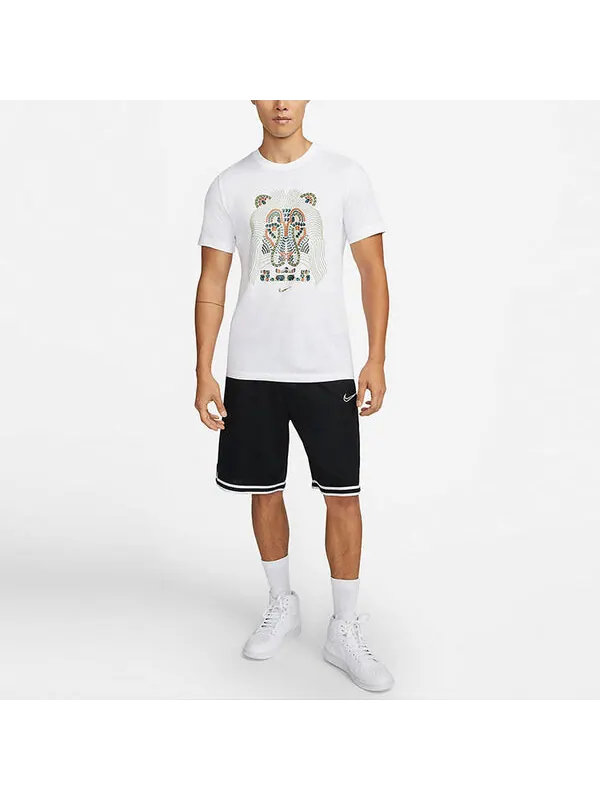 Футболка Men's Nike Lebron James Lion Pattern Round Neck Pullover Short Sleeve White T-Shirt — изображение 3 из 4, мульти
