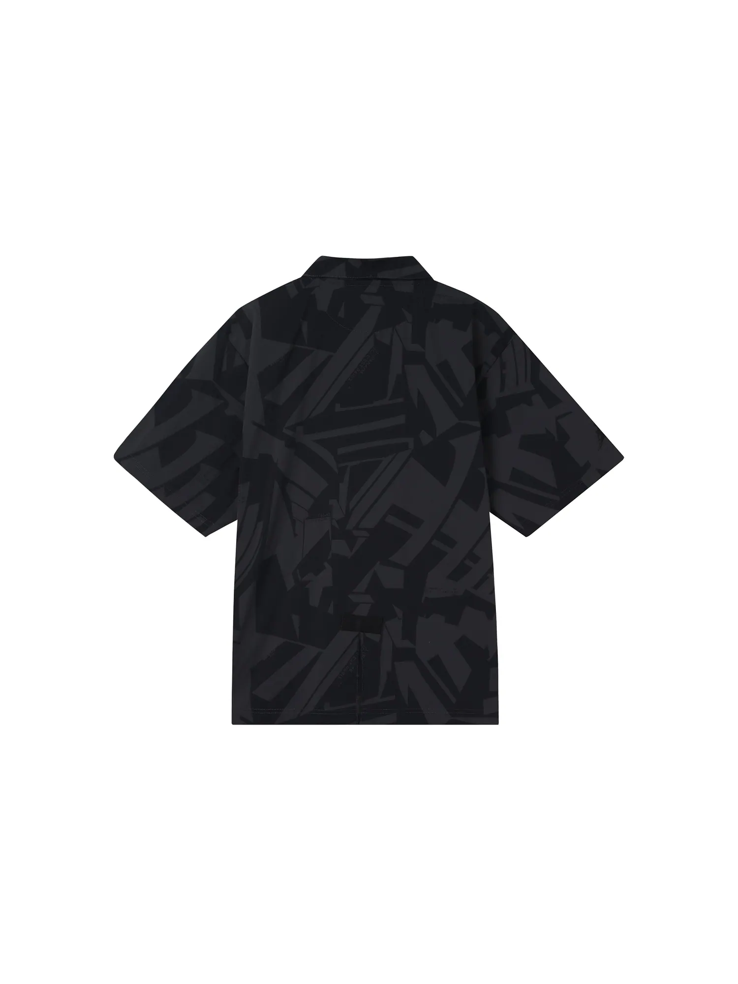 Рубашка Men's Air Jordan Logo Full Print Chest Zipper Cardigan Short Sleeve Black Shirt — изображение 2 из 6, черный