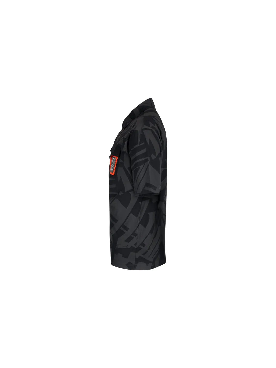 Рубашка Men's Air Jordan Logo Full Print Chest Zipper Cardigan Short Sleeve Black Shirt — изображение 5 из 6, черный