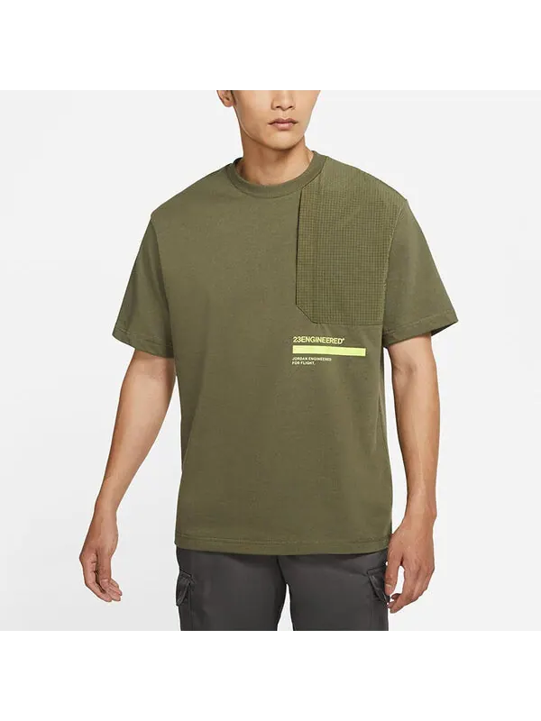 Футболка Men's Air Jordan 23 Engineered Athleisure Casual Sports Military T-Shirt 'Green' — изображение 3 из 4, зеленый