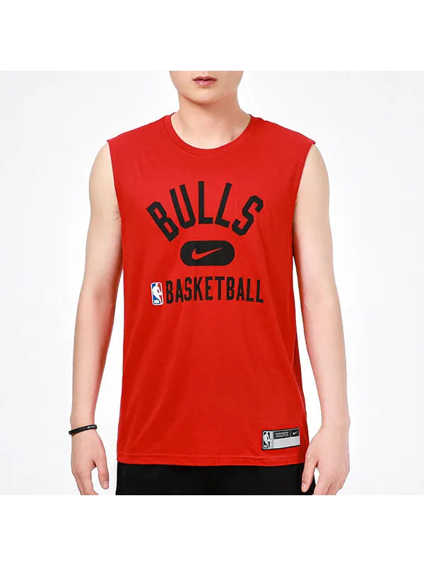 Футболка men's dri-fit chicago bulls training sports quick dry sleeveless red t-shirt Nike — изображение 3 из 4, красный