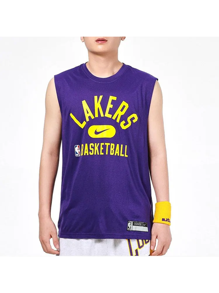 Футболка Nike NBA Dri-FIT Los Angeles Lakers Basketball Training Sports Sleeveless Purple — изображение 3 из 4, фиолетовый