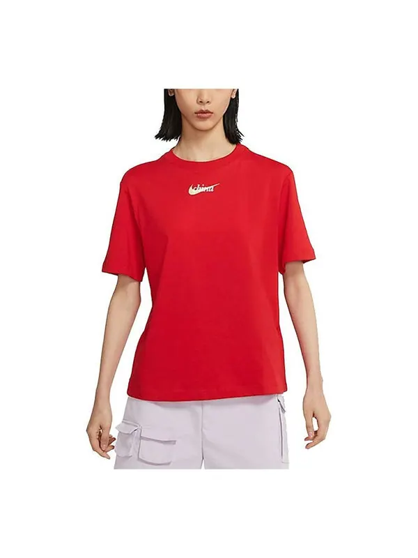 Футболка спортивная одежда алфавит логотип спорт круглый вырез короткий рукав Nike — изображение 1 из 3, красный