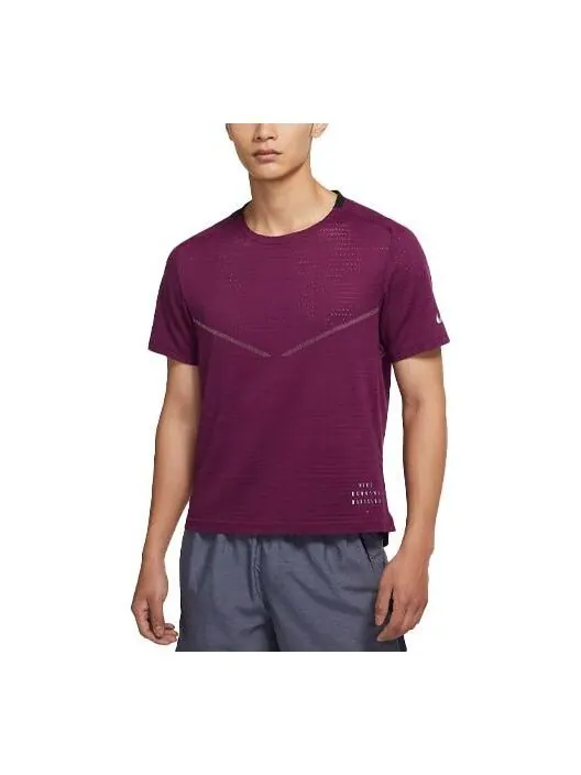 Футболка Men's Nike Casual Breathable Running Training Short Sleeve Wine Red T-Shirt — изображение 1 из 4, винный красный