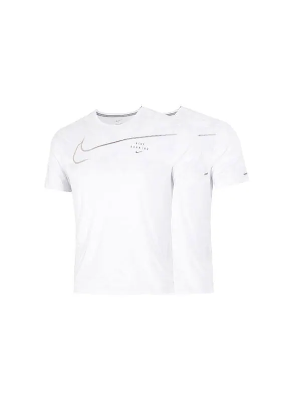 Футболка Men's Nike Large Logo Sports Training Breathable Quick Dry Round Neck Short Sleeve White — изображение 3 из 4
