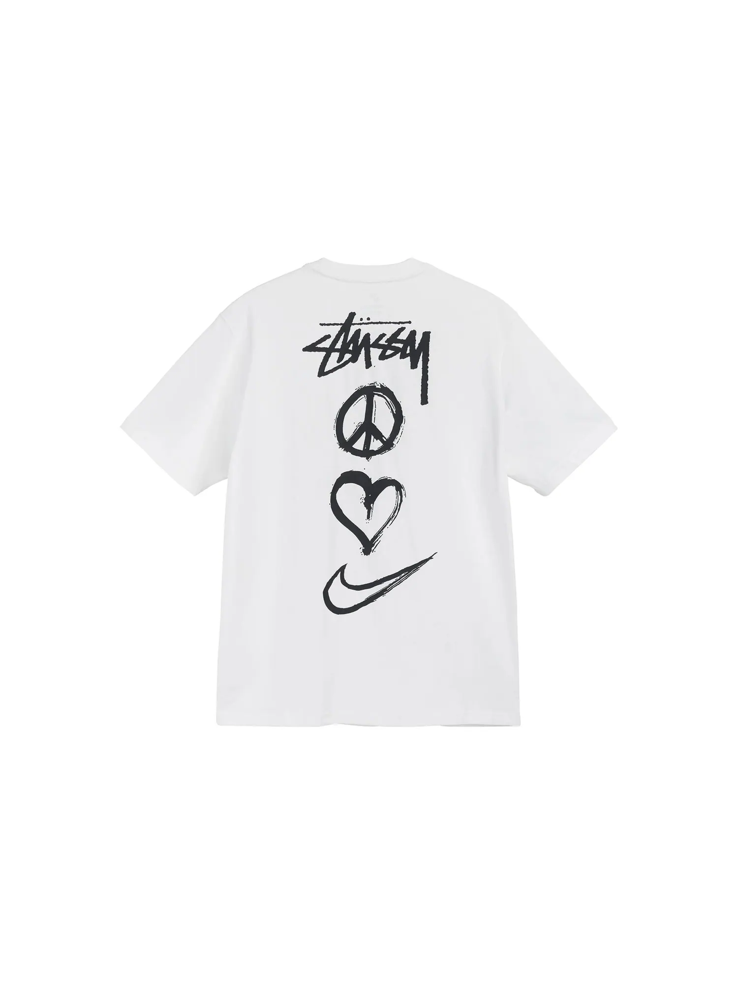 Футболка Nike x Stussy Peace Love Swoosh Asia Sizing — изображение 2 из 6, белый