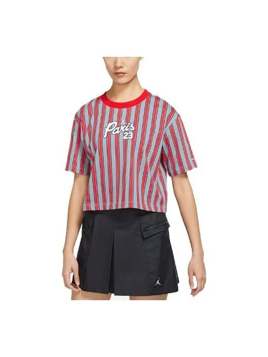 Футболка ss22 paris saint germain полосатый принт короткий рукав Air Jordan — изображение 1 из 3, красный