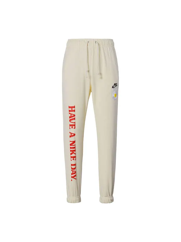 Брюки men's alphabet printing daisy sports pants/trousers/joggers creamy white Nike — изображение 1 из 4, мульти