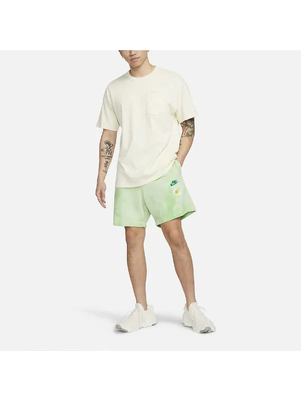 Шорты men's sportswearfrench terry solid color logo flowers embroidered casual shorts light green Nike — изображение 3 из 4