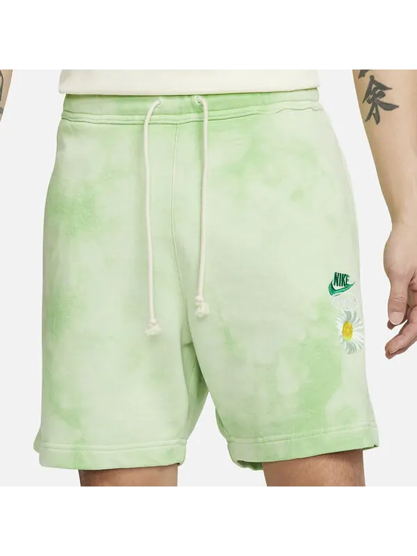 Шорты men's sportswearfrench terry solid color logo flowers embroidered casual shorts light green Nike — изображение 4 из 4