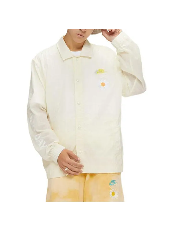 Рубашка men's retro embroidered daisy long sleeves autumn coconut milk shirt Nike — изображение 2 из 3, мульти
