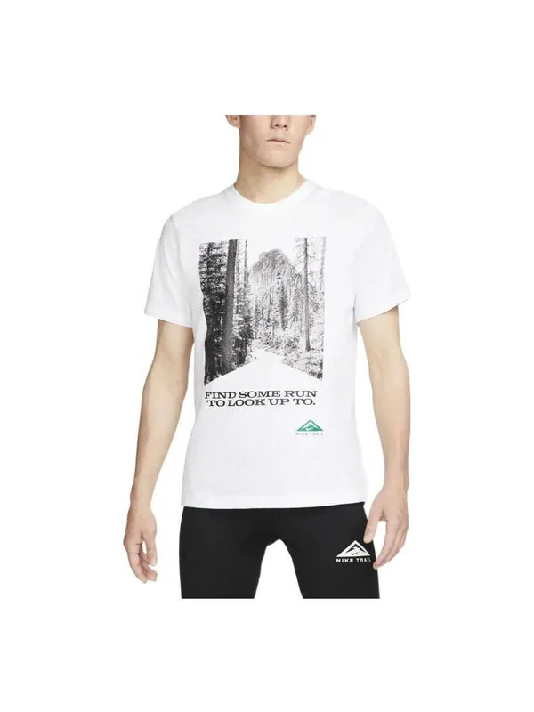 Футболка Men's Nike Landscape Alphabet Printing Round Neck Pullover Straight Short Sleeve White — изображение 1 из 3, мульти