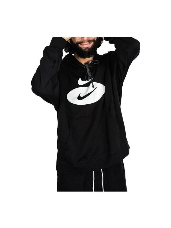 Толстовка NIKE Sportswear Swoosh League Fleece Pullover Hoodie 'Black' — изображение 1 из 3, черный/белый