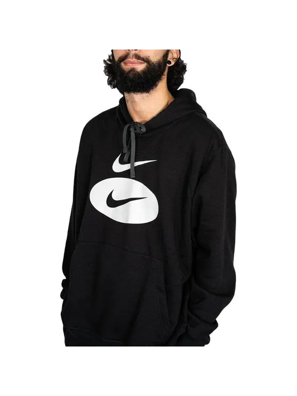 Толстовка NIKE Sportswear Swoosh League Fleece Pullover Hoodie 'Black' — изображение 2 из 3, черный/белый