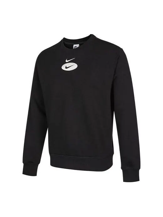 Толстовка Men's Nike As Nsw Sl Bb Crew Casual Sports Fleece Lined Round Neck Long Sleeves Black — изображение 1 из 4, черный