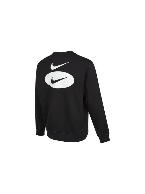 Толстовка Men's Nike As Nsw Sl Bb Crew Casual Sports Fleece Lined Round Neck Long Sleeves Black — изображение 2 из 4, черный