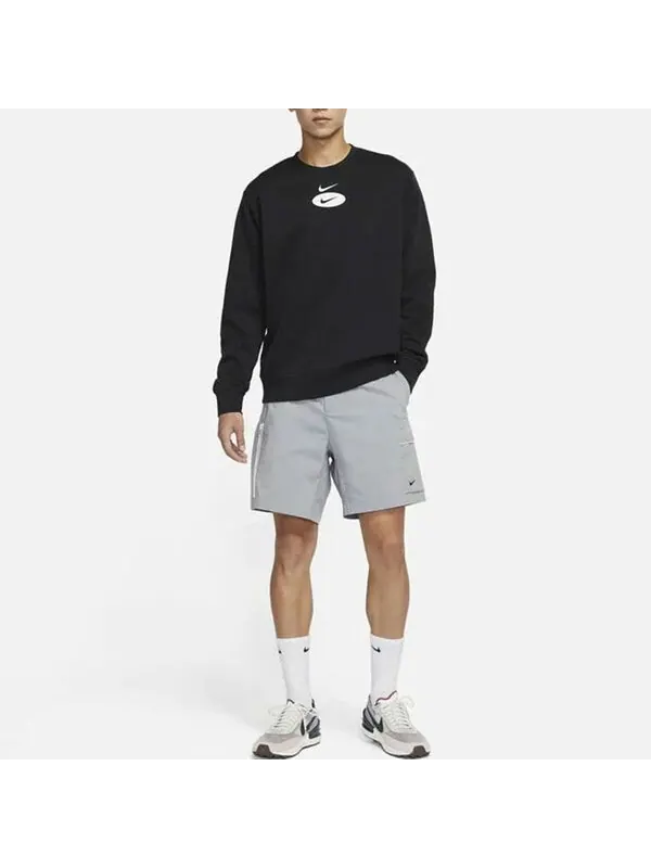 Толстовка Men's Nike As Nsw Sl Bb Crew Casual Sports Fleece Lined Round Neck Long Sleeves Black — изображение 3 из 4, черный
