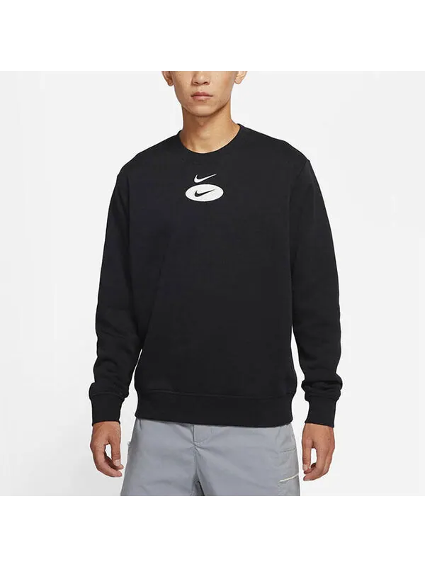 Толстовка Men's Nike As Nsw Sl Bb Crew Casual Sports Fleece Lined Round Neck Long Sleeves Black — изображение 4 из 4, черный