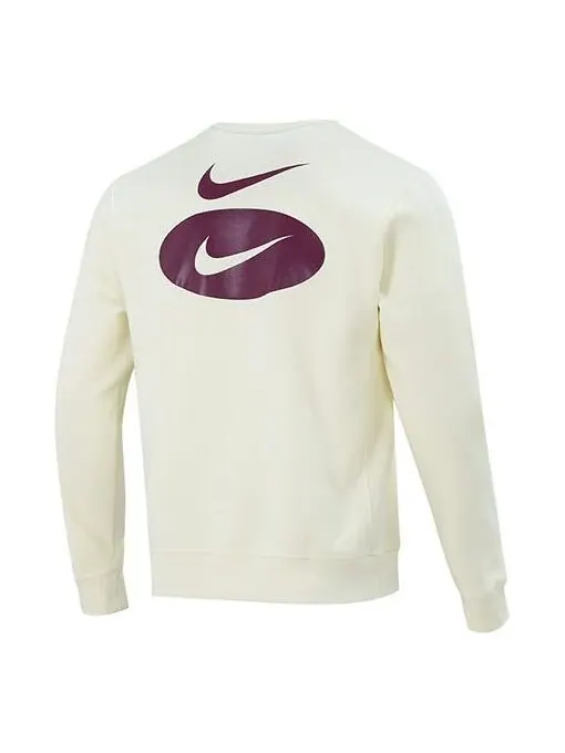 Толстовка Men's Nike As Nsw Sl Bb Crew Casual Sports Fleece Lined Round Neck Long Sleeves Ivory — изображение 1 из 4, белый