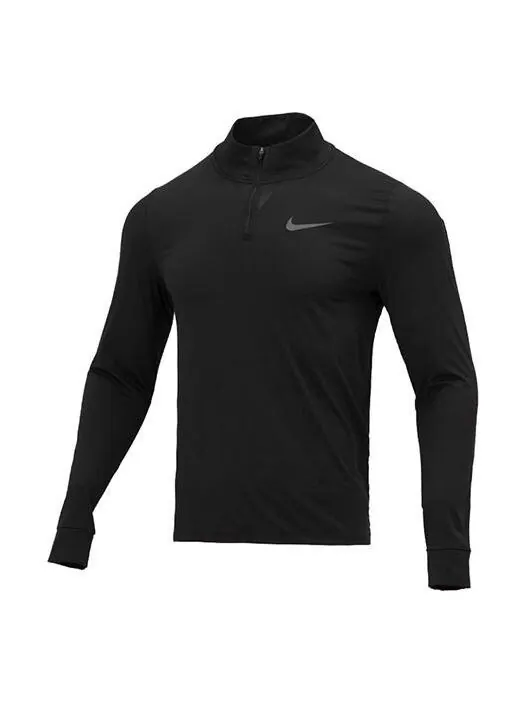 Футболка men's training sports half zipper long sleeves black t-shirt Nike — изображение 1 из 4, черный