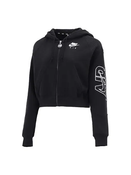Куртка повседневная спортивная короткая трикотажная куртка с капюшоном Nike — изображение 1 из 4, черный