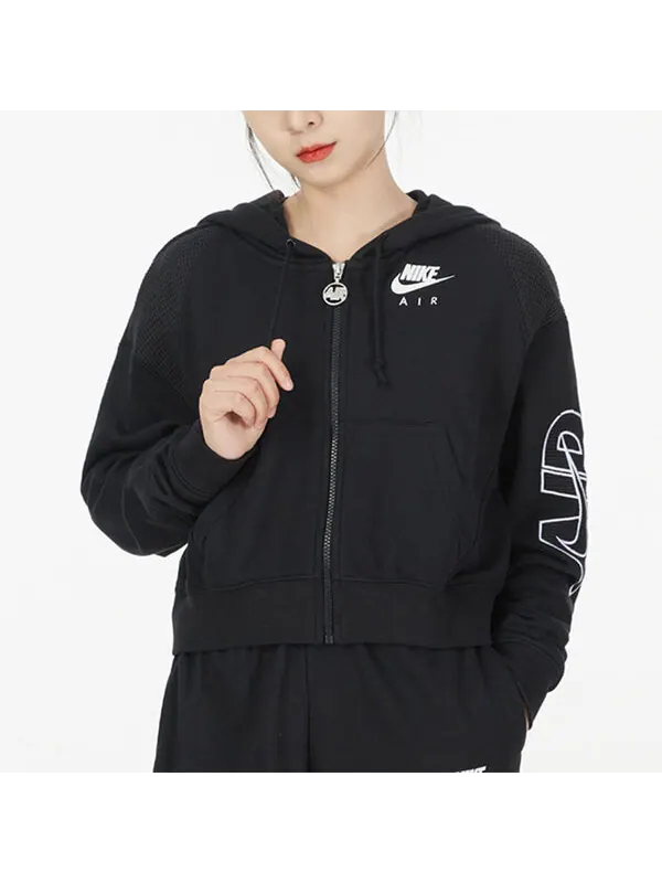 Куртка повседневная спортивная короткая трикотажная куртка с капюшоном Nike — изображение 3 из 4, черный