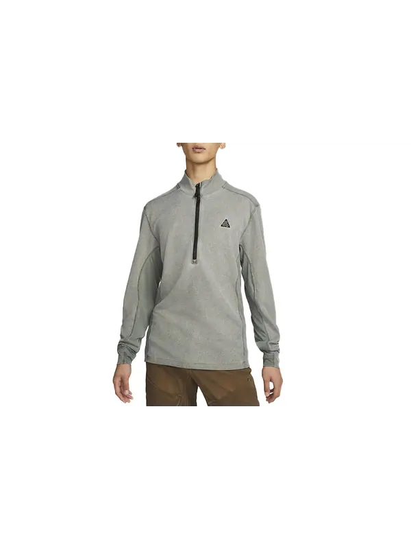 Футболка men's acg zipper cardigan sports long sleeves gray t-shirt Nike — изображение 3 из 4, серый