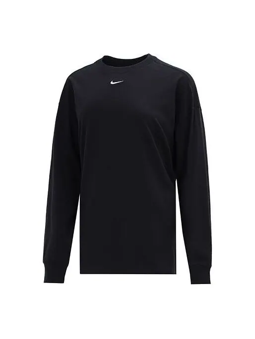 Свитер sportswear essential logo printing round-neck sweateshirt black Nike — изображение 1 из 4, черный