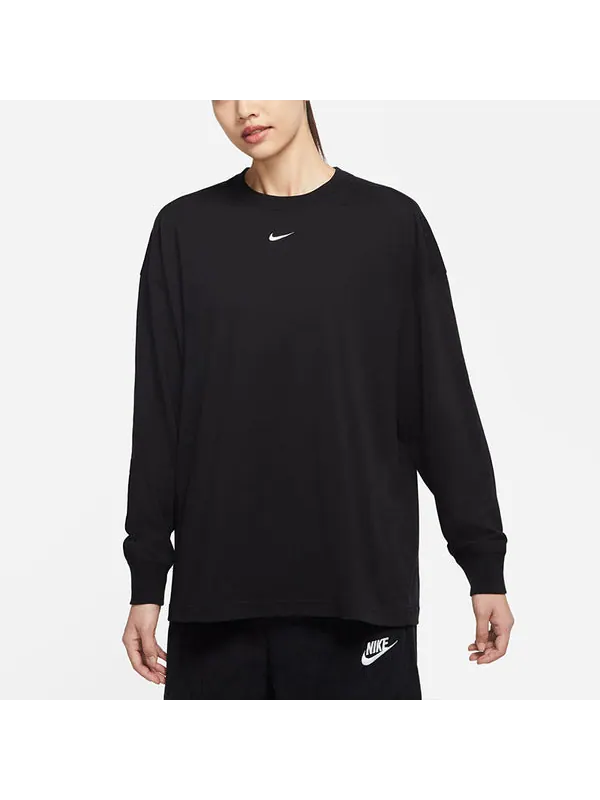 Свитер sportswear essential logo printing round-neck sweateshirt black Nike — изображение 3 из 4, черный