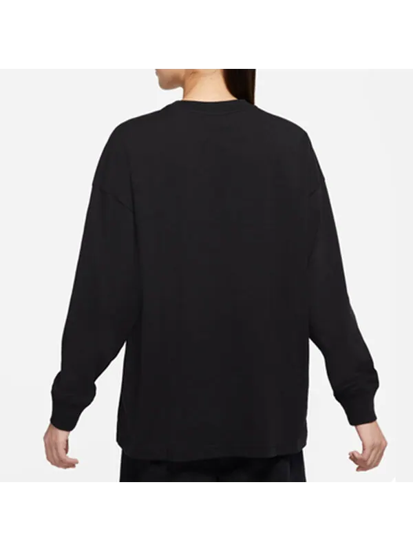 Свитер sportswear essential logo printing round-neck sweateshirt black Nike — изображение 4 из 4, черный